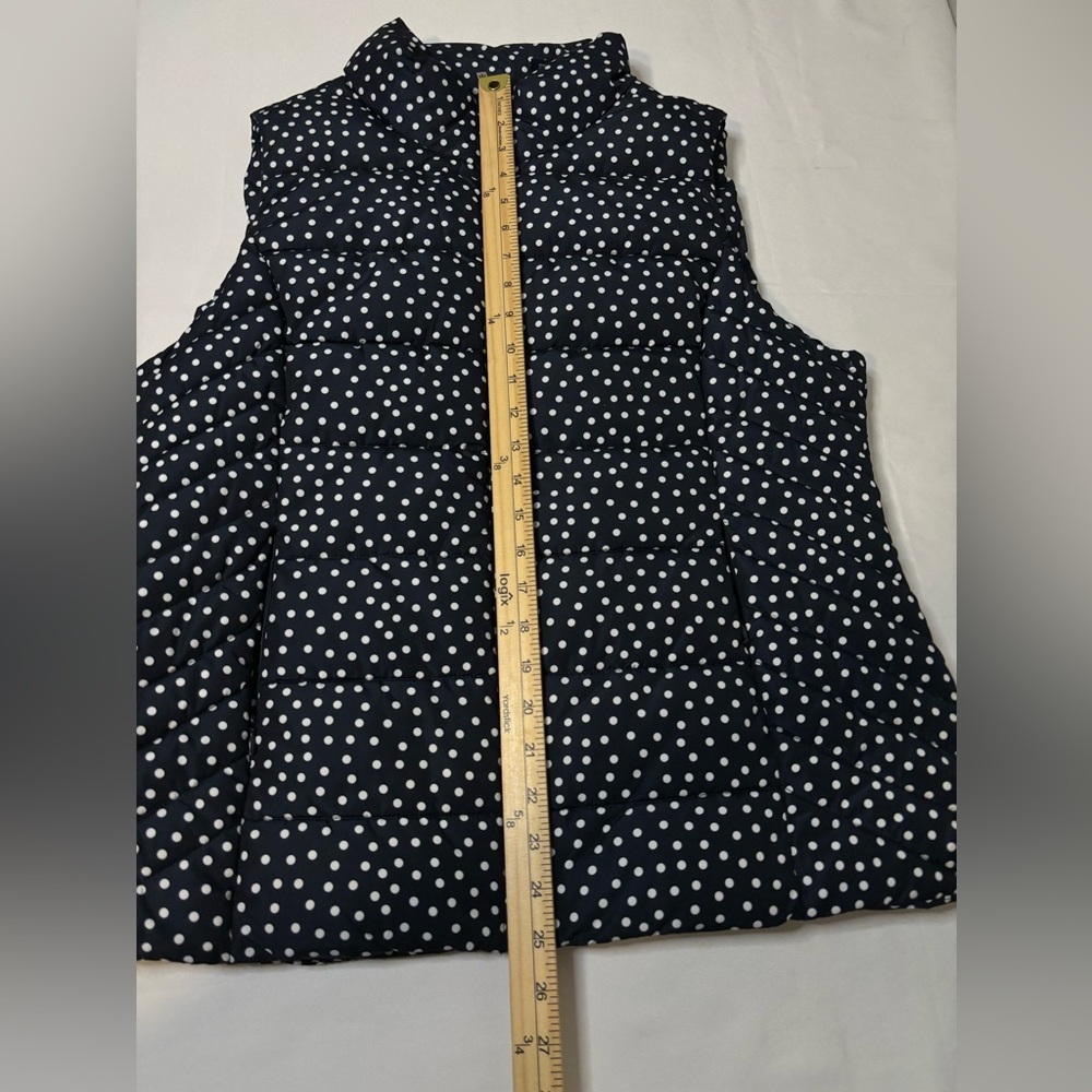 NEW WOMENS TOMMY HILFIGER NAVY BLUE AND WHITE POLKA DOT PUFFER VEST SZ L - Picture 9 of 15